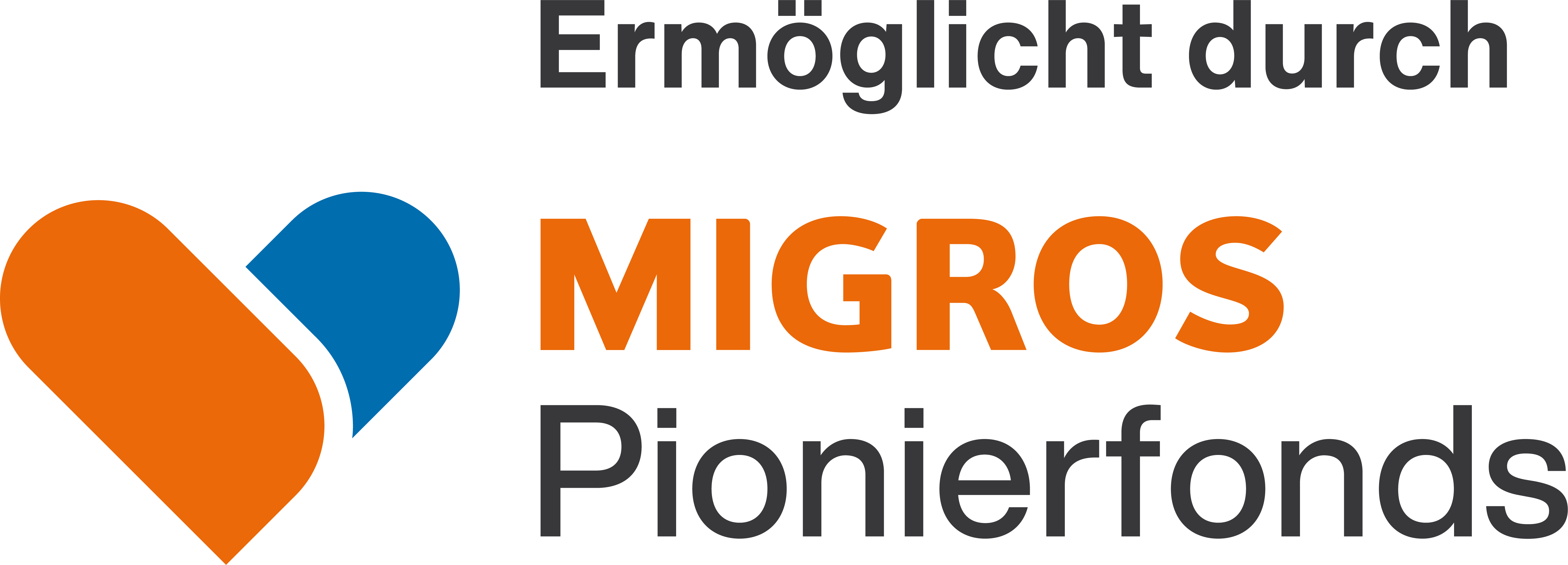 Link zu https://engagement.migros.ch/de/pionierfonds über dem Bild Logo Migros Pionierfonds