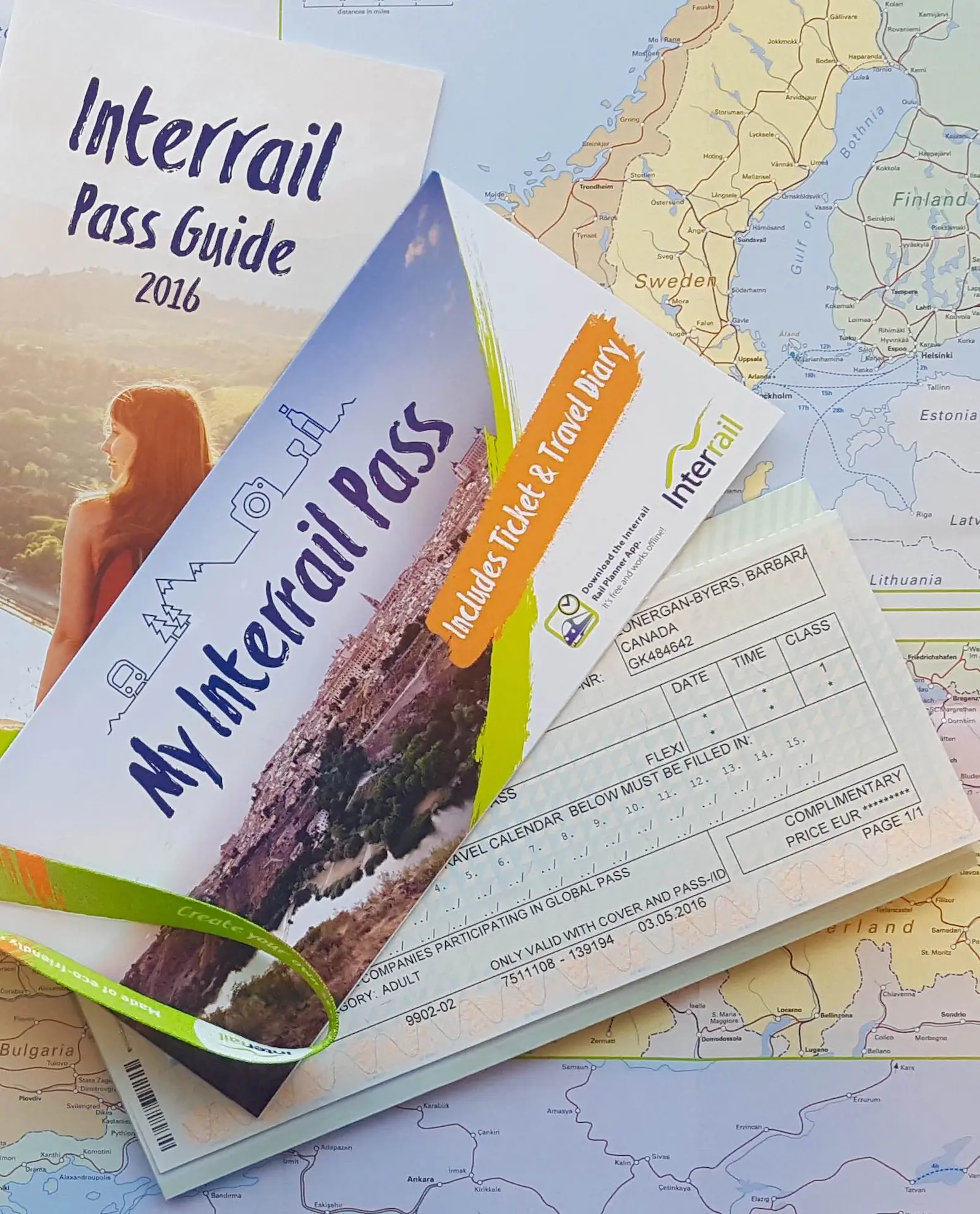Interrail Pass With Accompanying Pass Cover and Pass Guide