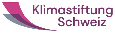 Link zu https://www.klimastiftung.ch/de/ über dem Bild Klimastiftung Logo Rgb De